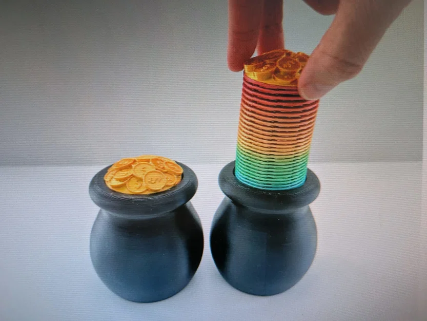 Mô hình Hũ vàng may mắn kèm lò xo sắc màu độc đáo (In 3D) - Image 2