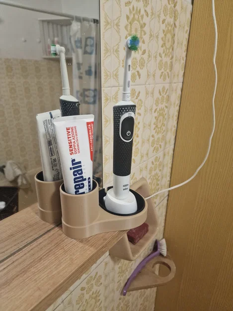 Giá đỡ bàn chải Oral-B kèm ngăn đựng kem đánh răng - Image 1