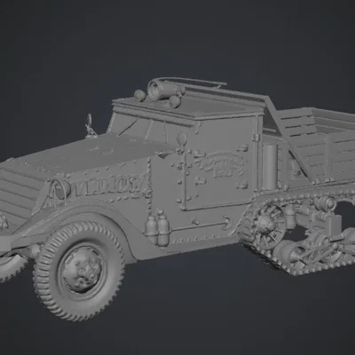 Mô hình 3D xe chữa cháy 1942 White Half-Track chi tiết