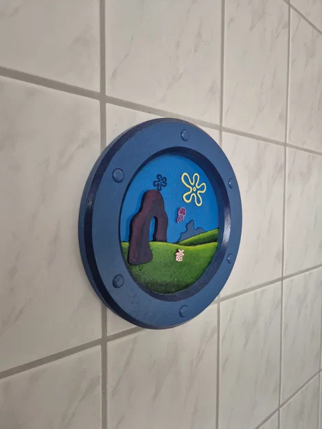 Tranh treo tường 3D Spongebob hình khung cửa sổ tàu - Image 2