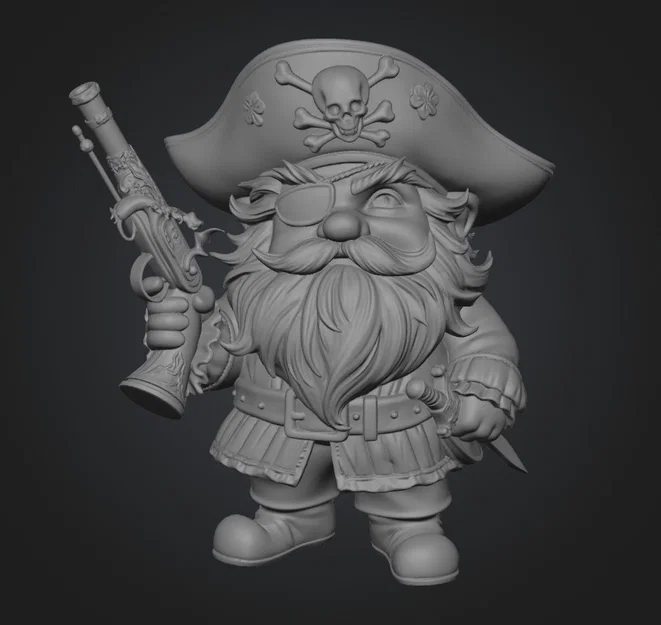 Mô hình 3D Captain Skullbeard Gnome - Chú lùn cướp biển đầy phong cách - Image 1