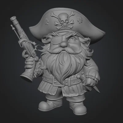 Mô hình 3D Captain Skullbeard Gnome - Chú lùn cướp biển đầy phong cách