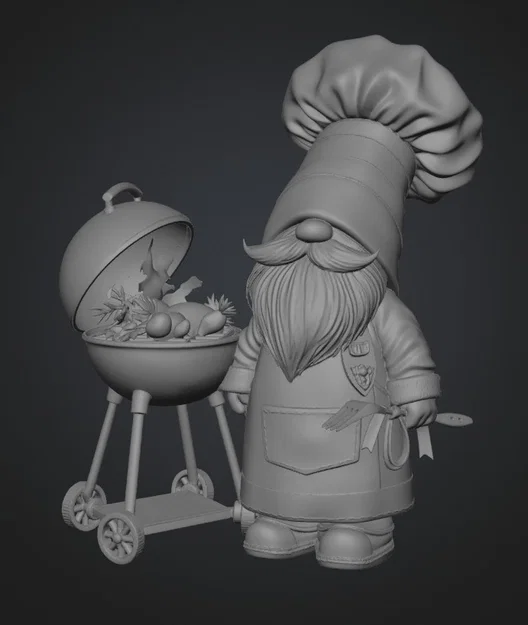 Mô hình 3D Grillmaster Gnome - Chú lùn đầu bếp nướng thịt độc đáo - Image 1