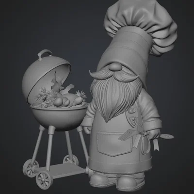 Mô hình 3D Grillmaster Gnome - Chú lùn đầu bếp nướng thịt độc đáo