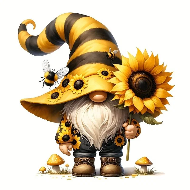 Mô hình chú lùn Gnome đội mũ hướng dương trang trí xinh xắn - Image 2