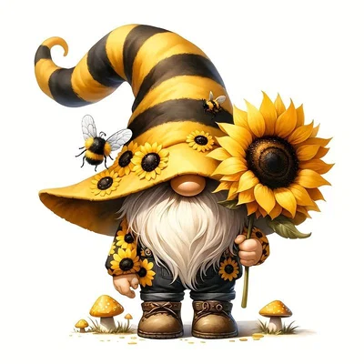 Mô hình chú lùn Gnome đội mũ hướng dương trang trí xinh xắn