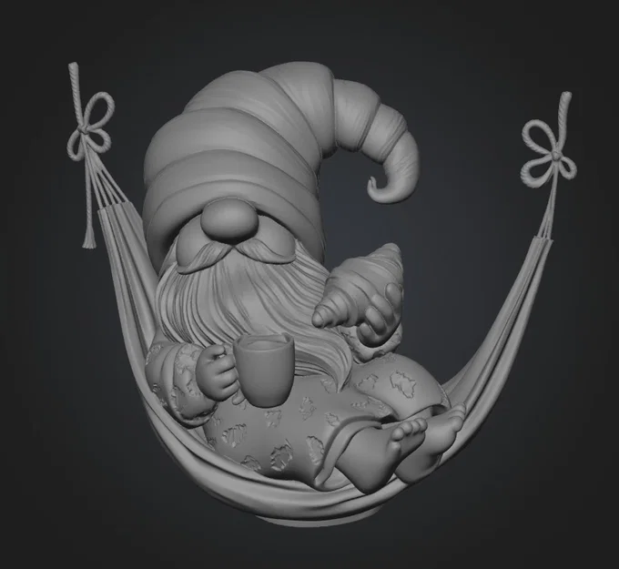 Mô hình chú lùn Gnome thư giãn trên võng in 3D cực dễ thương - Image 1