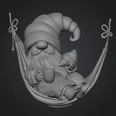 Mô hình chú lùn Gnome thư giãn trên võng in 3D cực dễ thương