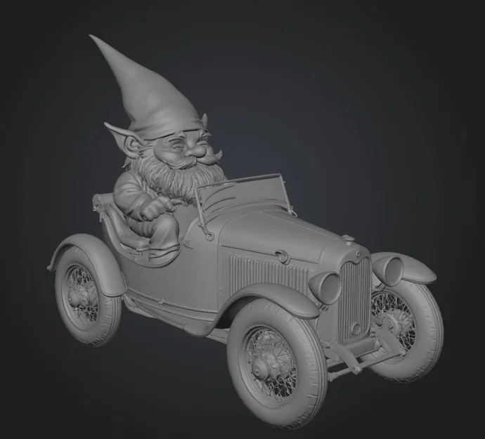 Mô hình chú lùn Gnome lái xe Roadster cổ điển in 3D cực chất - Image 1