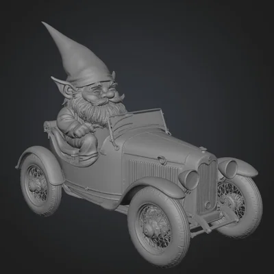 Mô hình chú lùn Gnome lái xe Roadster cổ điển in 3D cực chất