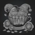 Mô hình 3D Hai chú lùn trong tách trà (Two Gnomes in a Teacup) đáng yêu - Thumbnail 1
