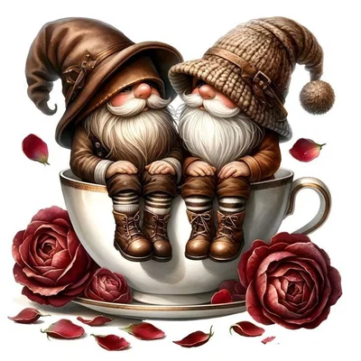 Mô hình 3D Hai chú lùn trong tách trà (Two Gnomes in a Teacup) đáng yêu