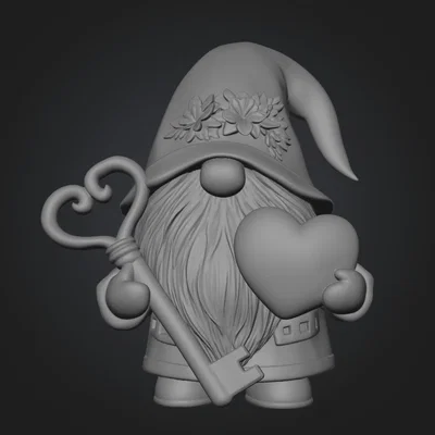 Tượng in 3D chú lùn Gnome ôm trái tim và chìa khóa xinh xắn