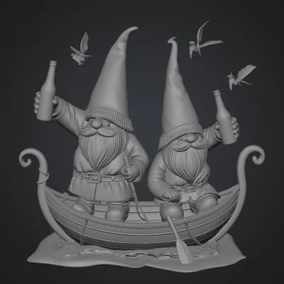 Mô hình 3D Funny Beer Drinking Gnomes trang trí độc đáo