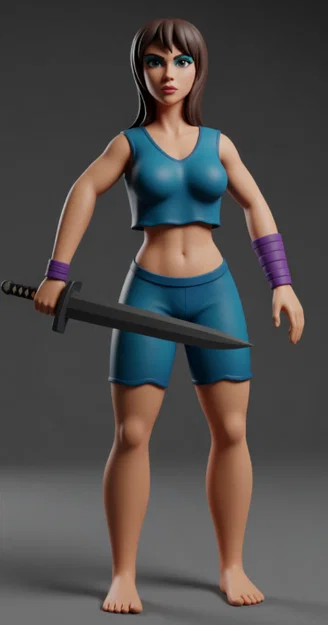 Mô hình 3D nữ chiến binh cầm kiếm Spadaccina cực chất - Image 1