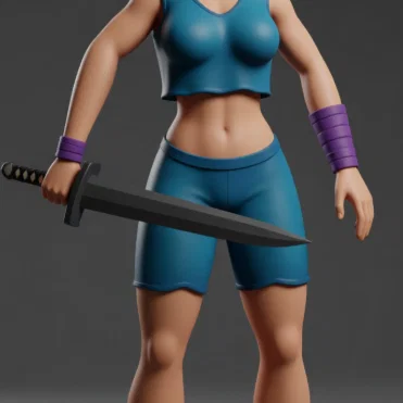 Mô hình 3D nữ chiến binh cầm kiếm Spadaccina cực chất