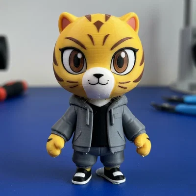 Mô hình chiến binh hổ Chibi Kung Fu – Tượng nhân vật võ thuật dễ thương in 3D