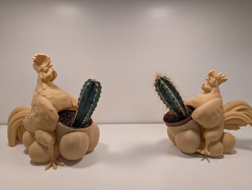 Chậu cây Cocktus - Chậu trồng xương rồng hình chú gà trống - Image 3