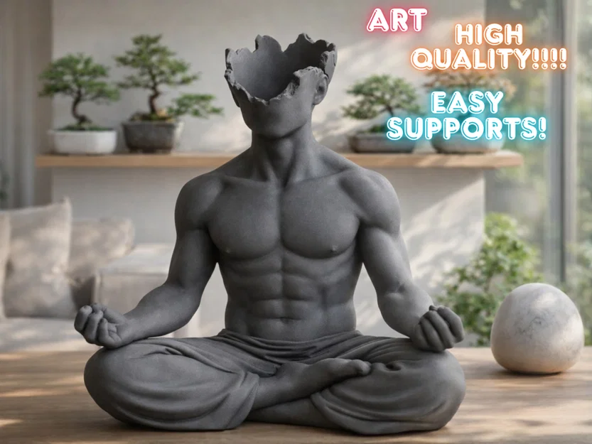 Tượng người ngồi thiền trang trí 3D - Thiết kế nghệ thuật độc đáo - Image 1