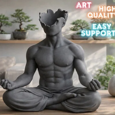 Tượng người ngồi thiền trang trí 3D - Thiết kế nghệ thuật độc đáo