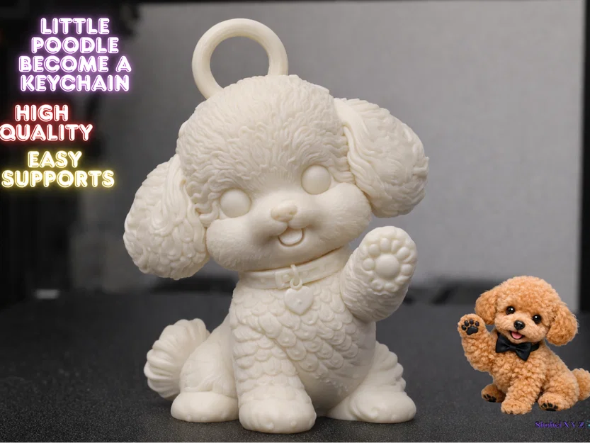 Mẫu in 3D móc khóa chú chó Poodle đáng yêu - Image 1