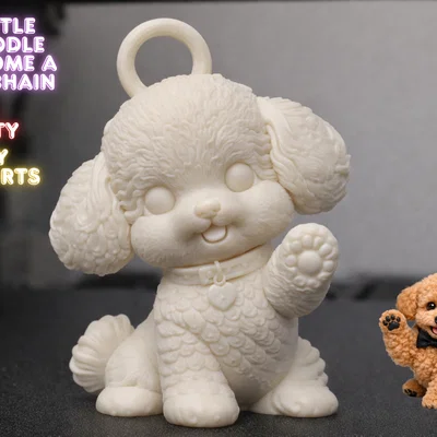 Mẫu in 3D móc khóa chú chó Poodle đáng yêu
