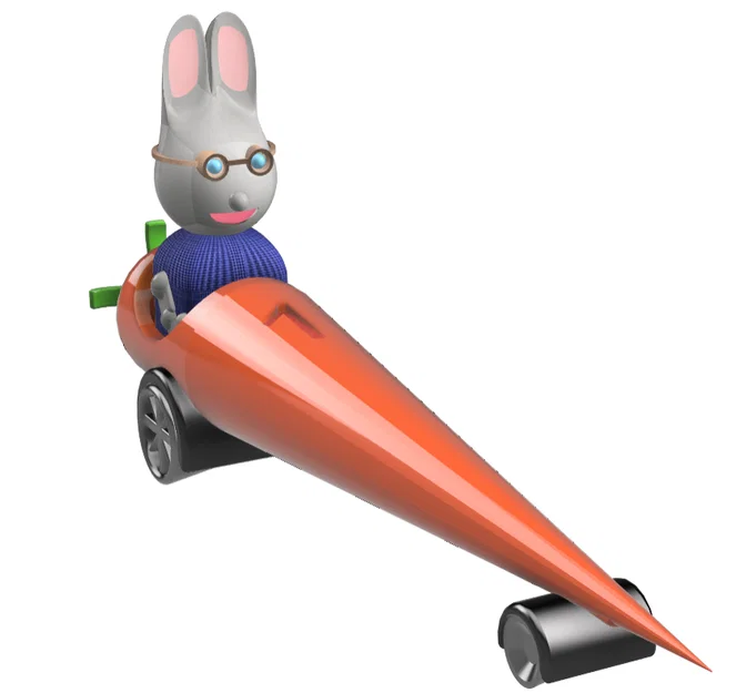 Mô hình 3D chú thỏ Phục sinh lái xe củ cà rốt độc đáo - Image 1