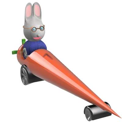 Mô hình 3D chú thỏ Phục sinh lái xe củ cà rốt độc đáo