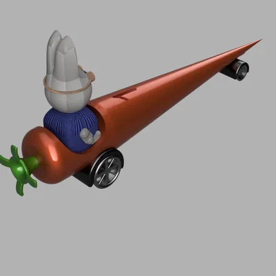 Mô hình 3D chú thỏ Phục sinh lái xe củ cà rốt độc đáo