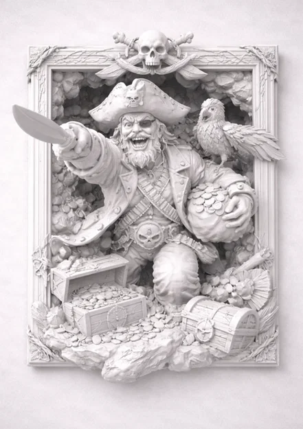 Tranh phù điêu 3D Cướp biển chi tiết cao cho trang trí nội thất - Image 1