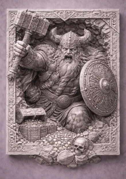 Tranh Phù Điêu Chiến Binh Viking 3D Độc Đáo Để Trang Trí Nhà Cửa - Image 1