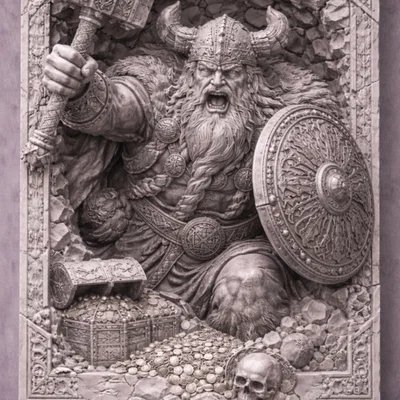 Tranh Phù Điêu Chiến Binh Viking 3D Độc Đáo Để Trang Trí Nhà Cửa