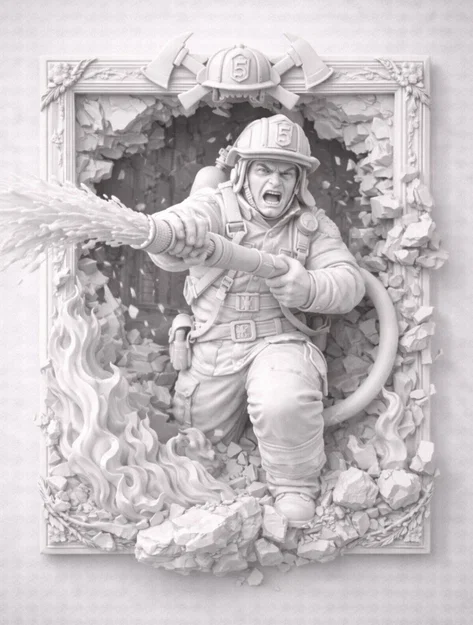 Tranh 3D hình lính cứu hỏa - Image 1