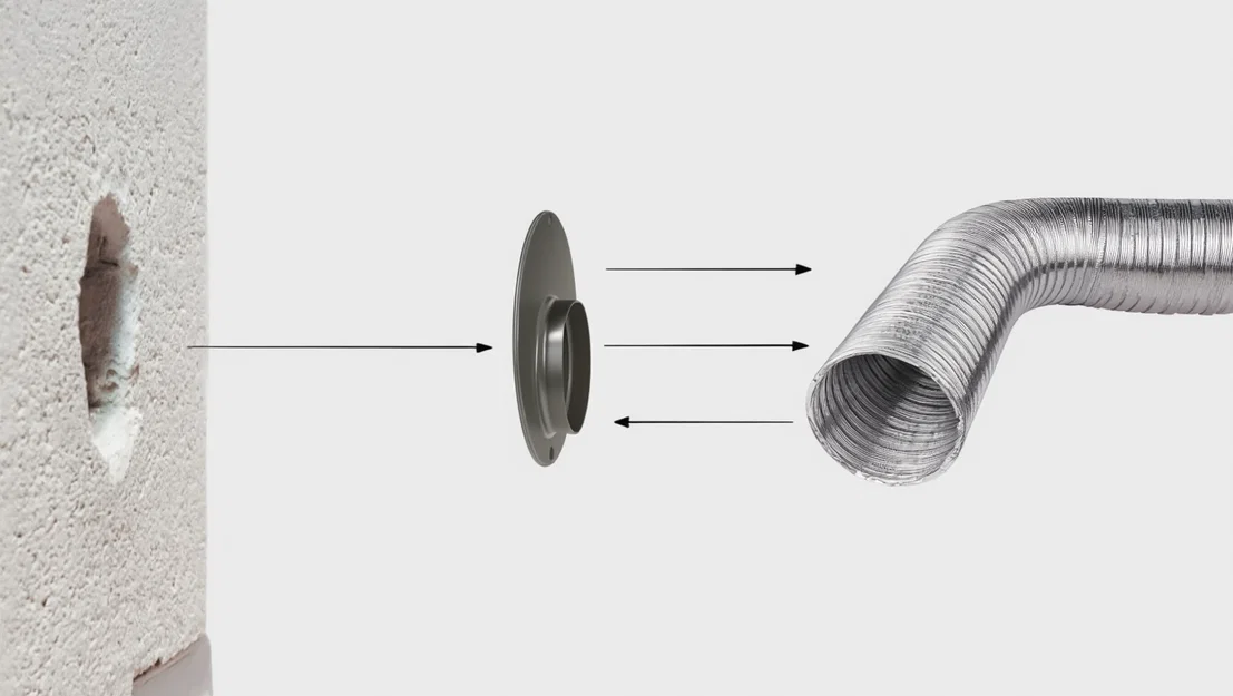 Bộ giảm tiết diện gắn tường cho ống nhôm / Hệ thống hút bụi - Image 1