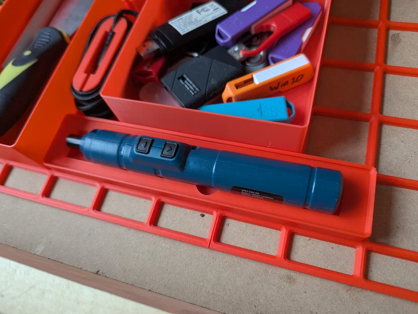 Khay Đựng Tua Vít Điện Hệ Gridfinity 1x5 Gọn Gàng - Image 1