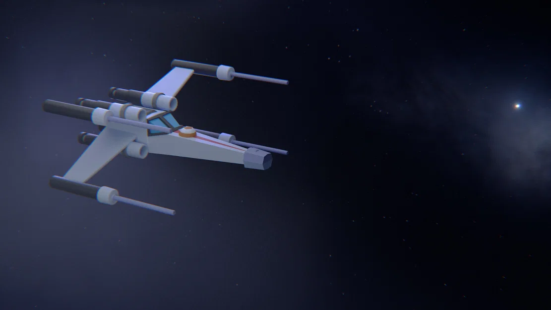 Mô hình tàu vũ trụ Low-poly kiểu Star Wars (X-wing) cho in 3D - Image 1