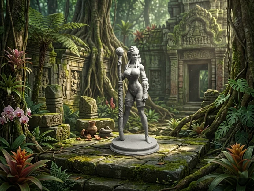 Sexy Tribal Guardian – Nữ chiến binh cầm trượng - Image 1