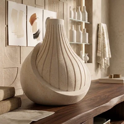 Bình Hoa Hành Hữu Cơ Có Rãnh - Decor Tối Giản
