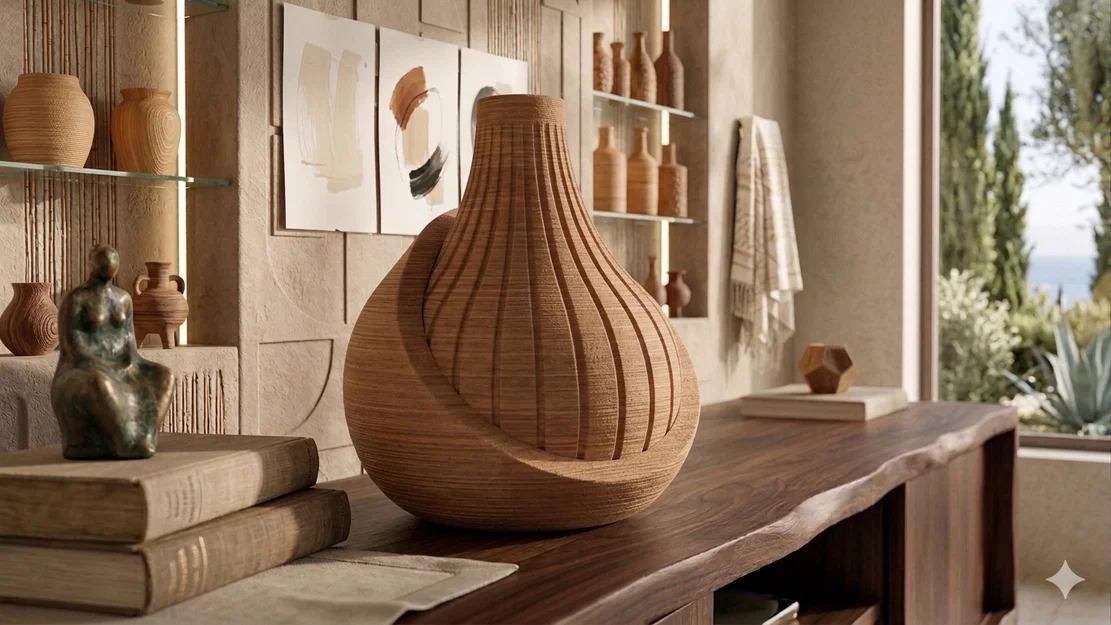 Bình Hoa Hành Hữu Cơ Có Rãnh - Decor Tối Giản - Image 3