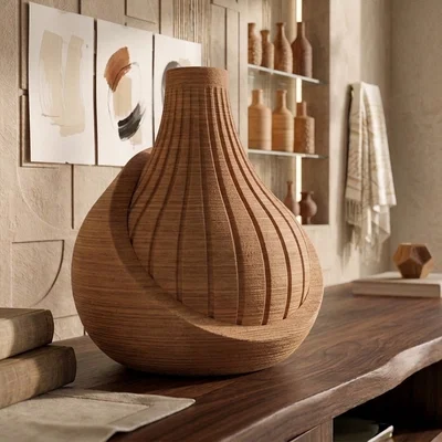 Bình Hoa Hành Hữu Cơ Có Rãnh - Decor Tối Giản