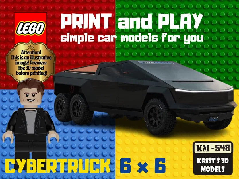 Mô hình LEGO Tesla Cybertruck 6x6 in 3D độc đáo - Image 1