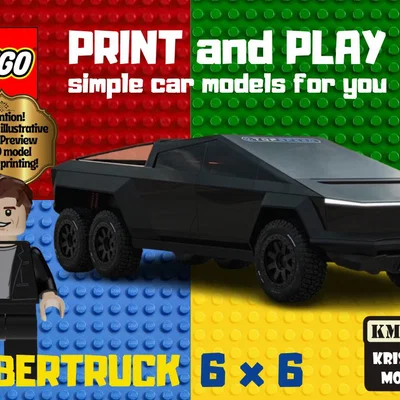Mô hình LEGO Tesla Cybertruck 6x6 in 3D độc đáo