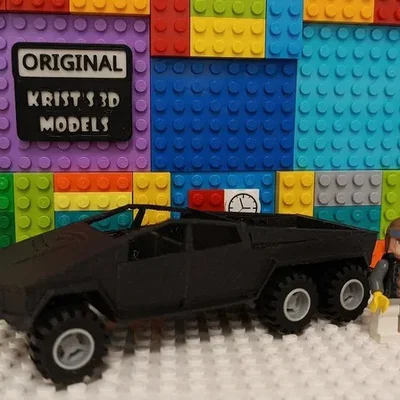 Mô hình LEGO Tesla Cybertruck 6x6 in 3D độc đáo