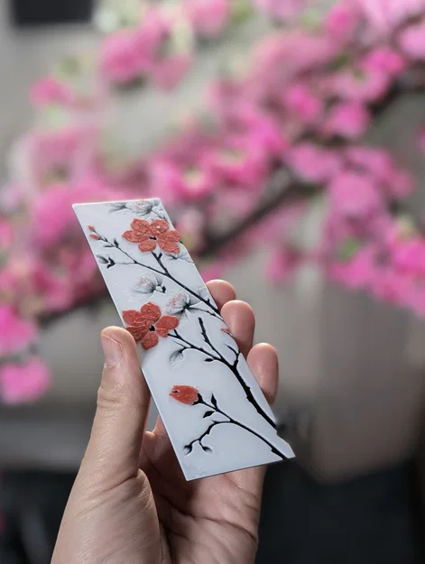 Cherry Blossom Bookmark - Single Flowers (Kẹp sách hoa anh đào) - Image 1