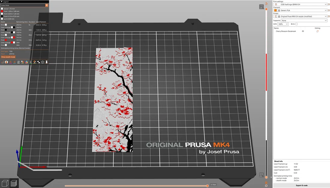 Cherry Blossom Bookmark - HueForge - Image 5