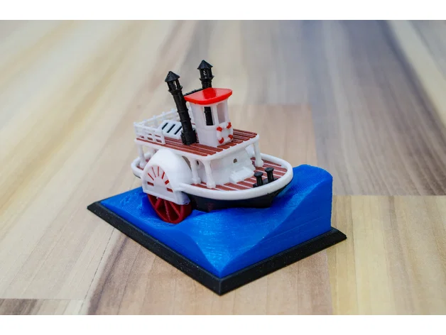 Mô hình tàu hơi nước bánh guồng cổ điển kèm đế trưng bày (Visual Benchy) - Image 15