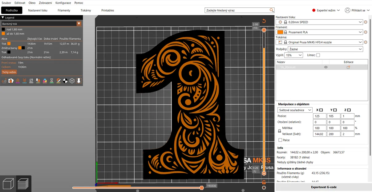 Mẫu số 1 trang trí nghệ thuật 3D (Ornamental Number 1) sắc nét - Image 3