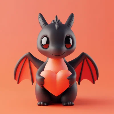 Chú rồng ngọt ngào ôm trái tim - Món quà Valentine 3D