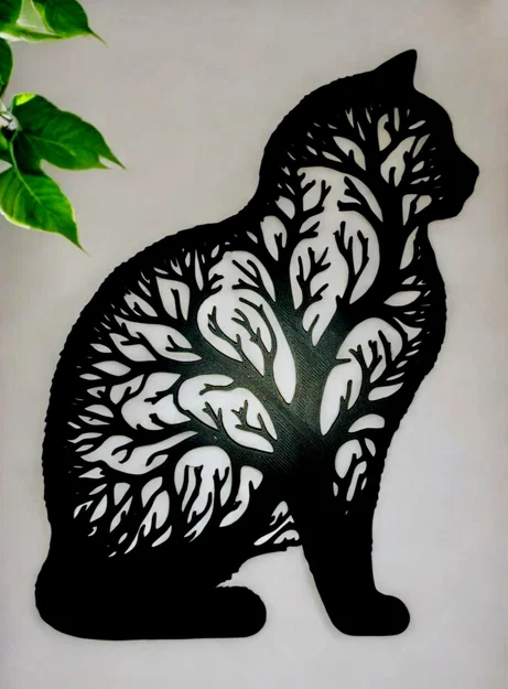 Tree Cat - Tác phẩm treo tường/Đồ trang trí hình mèo trên cây - Image 1