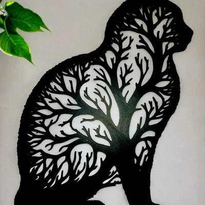 Tree Cat - Tác phẩm treo tường/Đồ trang trí hình mèo trên cây